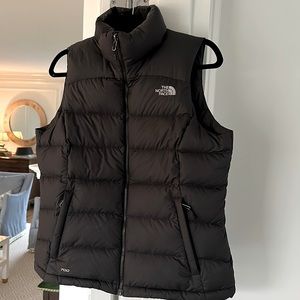 The North Face 1996 Nuptse Black Puffer Vest with grey logo